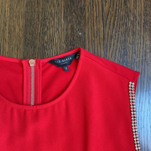 Ted Baker used red rhinestone dress size 2 - Picture 2 of 7